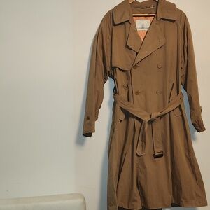 London Fog Double-breasted Tan Trench Coat With Removable Lining sz 42 Mens Vntg